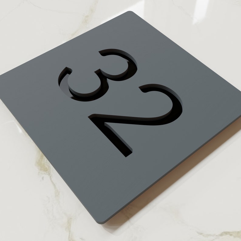 Anthracite Grey number plaque. Exam room numbers. Door number sign. Apartment number. Hotel room numbers. image 4