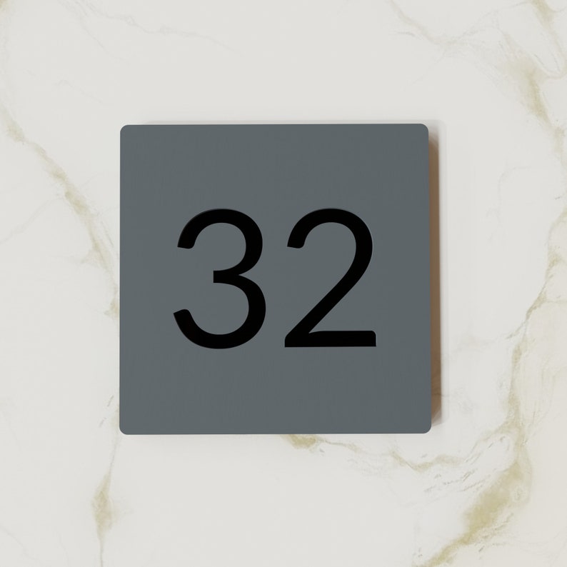 Anthracite Grey number plaque. Exam room numbers. Door number sign. Apartment number. Hotel room numbers. image 5