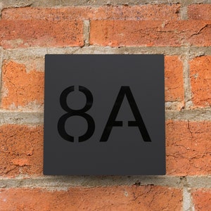 Modern Black House Number Sign, Custom Matt Acrylic Door Numbers, Bespoke Metal Address Sign Plaque