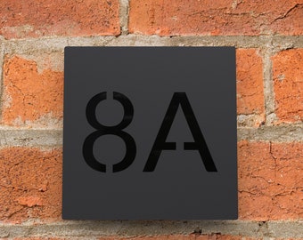 Plaque de numéro de maison noire moderne, numéros de porte en acrylique mat personnalisés, plaque de signe d'adresse en métal sur mesure