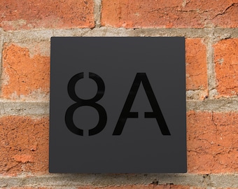 Modern Black House Number Sign, Custom Matt Acrylic Door Numbers, Bespoke Metal Address Sign Plaque