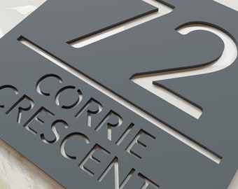 Modern Anthracite Grey House Numbers, Custom Matt Grey Acrylic House Numbers, Bespoke Address Sign Plaque