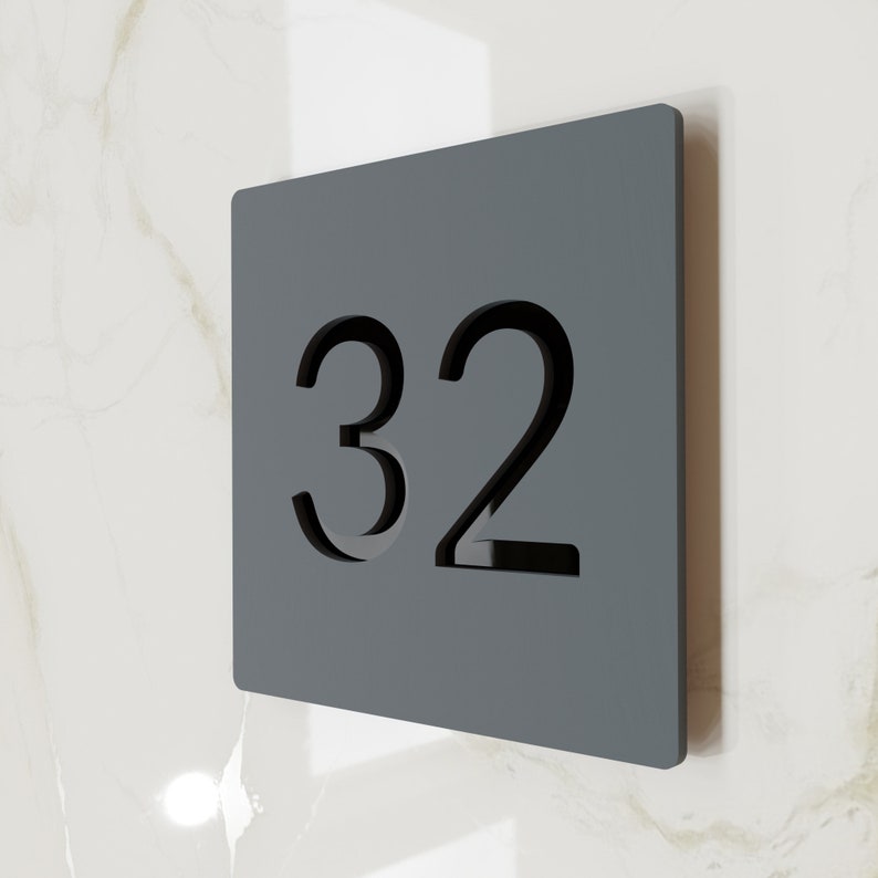 Anthracite Grey number plaque. Exam room numbers. Door number sign. Apartment number. Hotel room numbers. image 6