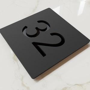 Modern Door Numbers, Custom Matt Black Acrylic House Numbers for hotel, flats, apartments, rooms, classroom