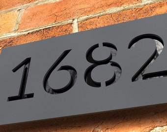 Modern floating door numbers, Custom house numbers, House numbers sign - Hollow Design