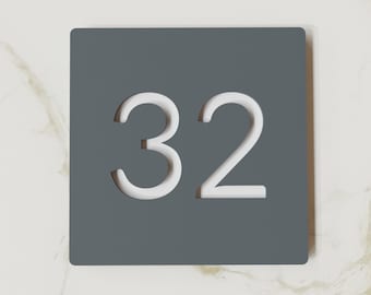 Modern Door Numbers, Custom Matt Anthracite Grey Acrylic House Numbers for hotel, flats, apartments, rooms, classroom