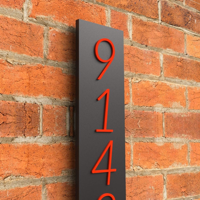 Custom large house numbers, vertical address number plaque, Custom House Warming Gift, Wedding Gift, Red house numbers image 1