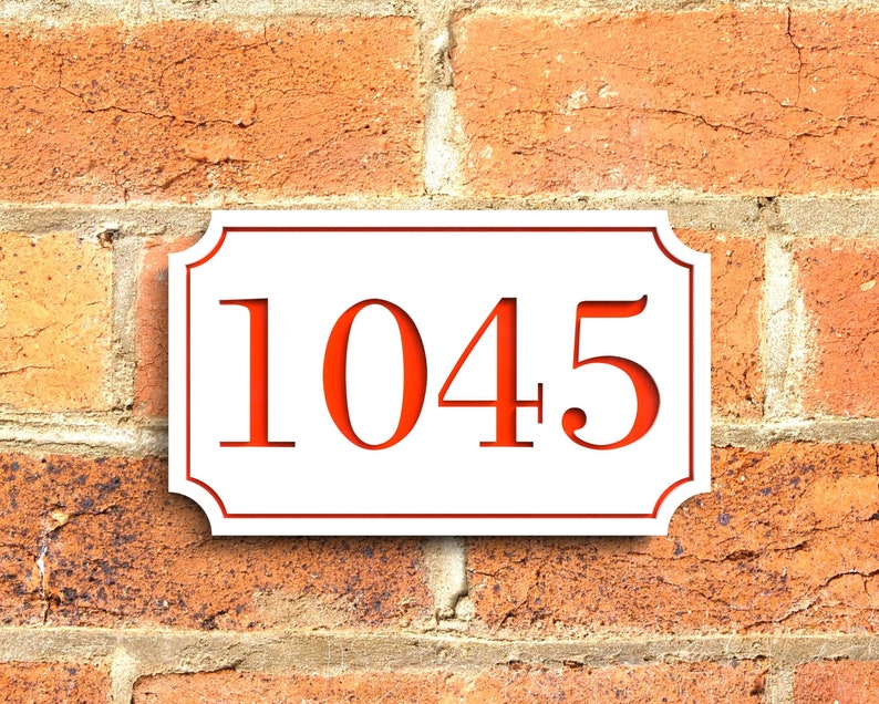 Numéros de porte flottants modernes, numéros de maison personnalisés, panneau de numéro de maison blanc mat et rouge brillant Design creux image 4