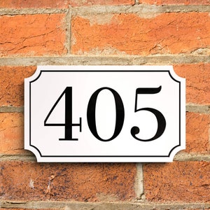 Modern Floating Door Numbers, Custom House Numbers, Matt White And Gloss Black House Number Sign - Hollow Design