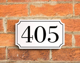 Modern Floating Door Numbers, Custom House Numbers, Matt White And Gloss Black House Number Sign - Hollow Design