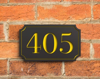 Numéros de maison modernes, plaque horizontale de signe d'adresse personnalisée, numéros de porte flottants modernes - Design creux