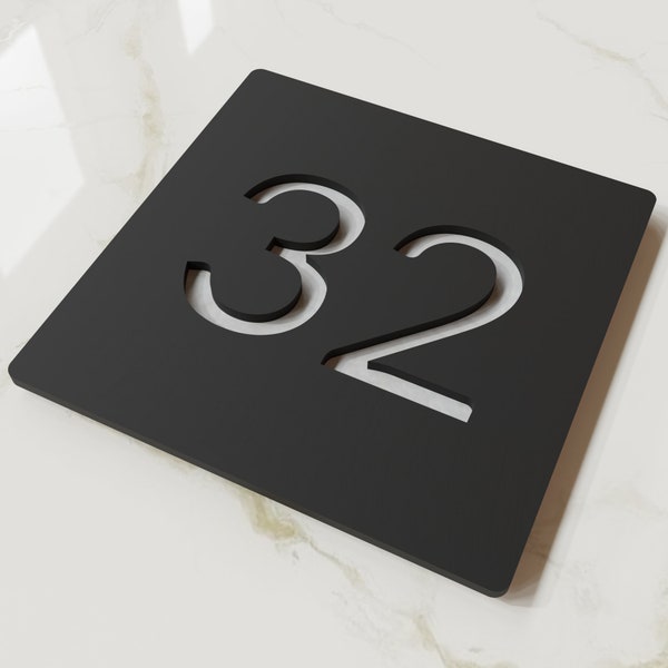 Modern Door Numbers, Custom Matt Black Acrylic House Numbers for hotel, flats, apartments, rooms, classroom