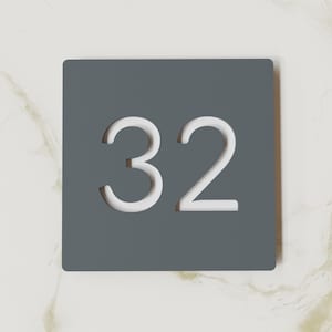 Anthracite Grey number plaque. Exam room numbers. Door number sign. Apartment number. Hotel room numbers.