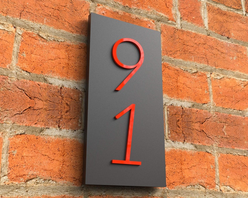 Custom large house numbers, vertical address number plaque, Custom House Warming Gift, Wedding Gift, Red house numbers image 6