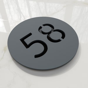 Anthracite Grey Round number plaque. Exam room numbers. Door number sign. Apartment number. Hotel room numbers.