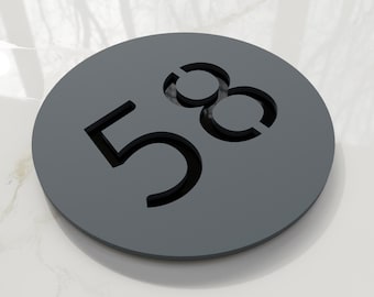 Anthracite Grey Round number plaque. Exam room numbers. Door number sign. Apartment number. Hotel room numbers.