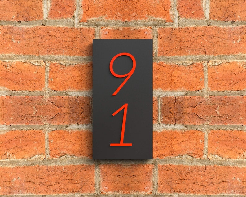 Custom large house numbers, vertical address number plaque, Custom House Warming Gift, Wedding Gift, Red house numbers image 2