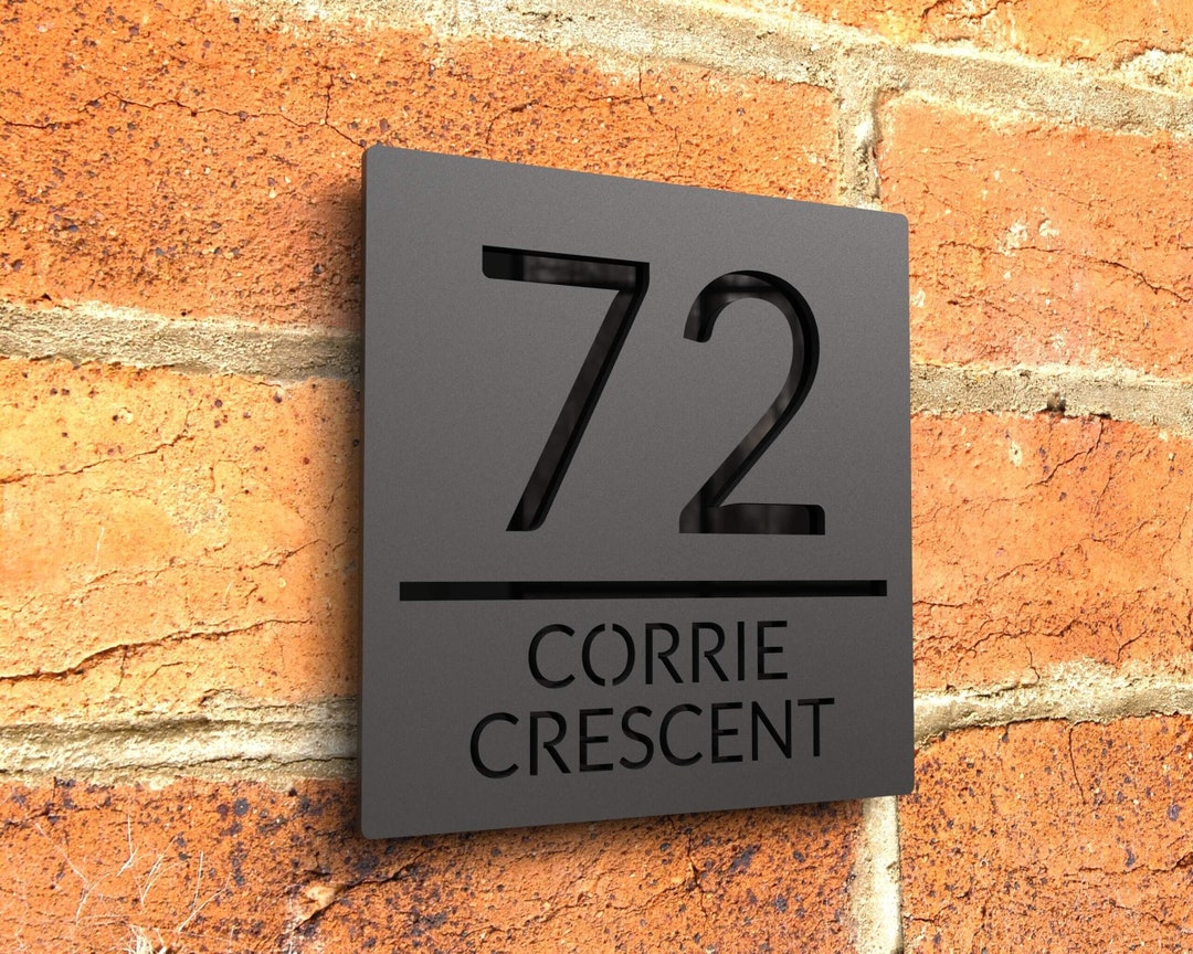 Modern Black House Number Sign, Custom Matt Black Acrylic House Numbers