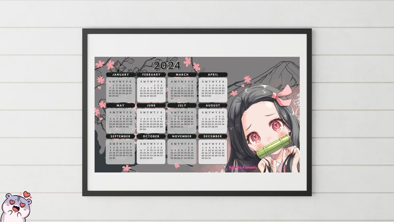 Instant Download Printable 2024 Annual Calendar Nezuko Etsy Australia