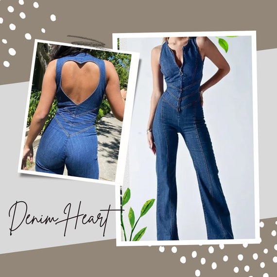 Backless denim best sale jumpsuit