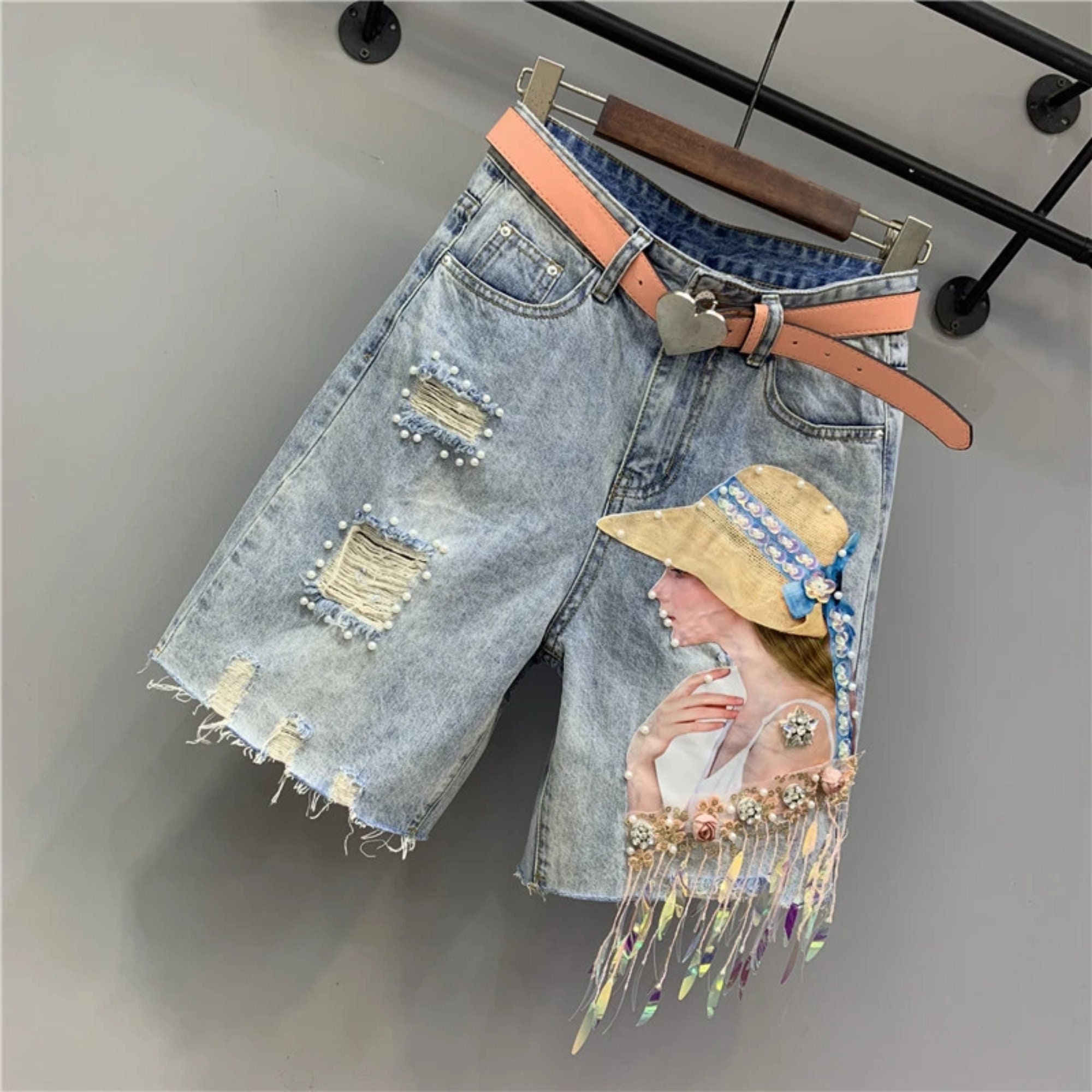 Glitter jean hotsell shorts
