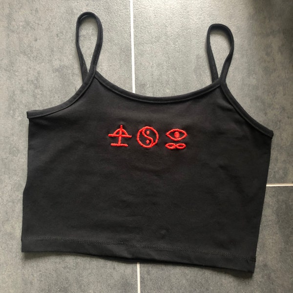 Bad omens Hand embroidered crop top the death of peace of mind