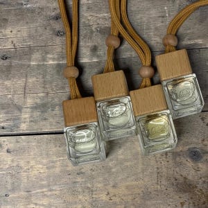 Ambientador colgante de cristal para coche / Difusor de aceites esenciales recargable, aroma de larga duración