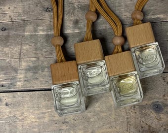 Glass Hanging Car Air Freshener | Refillable Essential Oil Diffuser, Long Lasting Scent