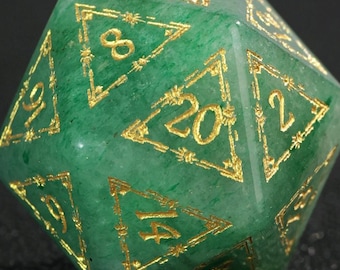 Green Jade DND Dice Set, Aventurine Sharp Edge D&D Dice Set, Dungeons and Dragons Polyhedral RPG Gemstone Dice Set