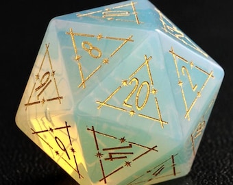 Carved Opal DND Dice Set - Hand Carved Gems for Dungeons & Dragons, RPG, MTG Games, Birthday Gift