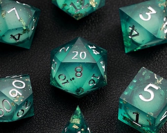 Liquid Core Dice,  DND Dice Set, Sharp Edge D&D Dice Full Set, Dungeons and Dragons Polyhedral RPG DND Dice D6, D20