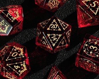 Red Garnet DND Dice Set (Birthday Gift), Dice Set, Dungeons & Dragons Polyhedron RPG Gem Dice SetGift