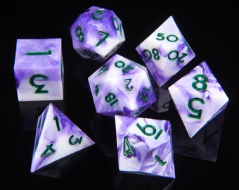 Purple Star DND Dice Set, Resin Sharp Edge Dice Set, D&D Dice Set for Dungeons and Dragons, Blue Polyhedral Dice Set, D20, D8, D6