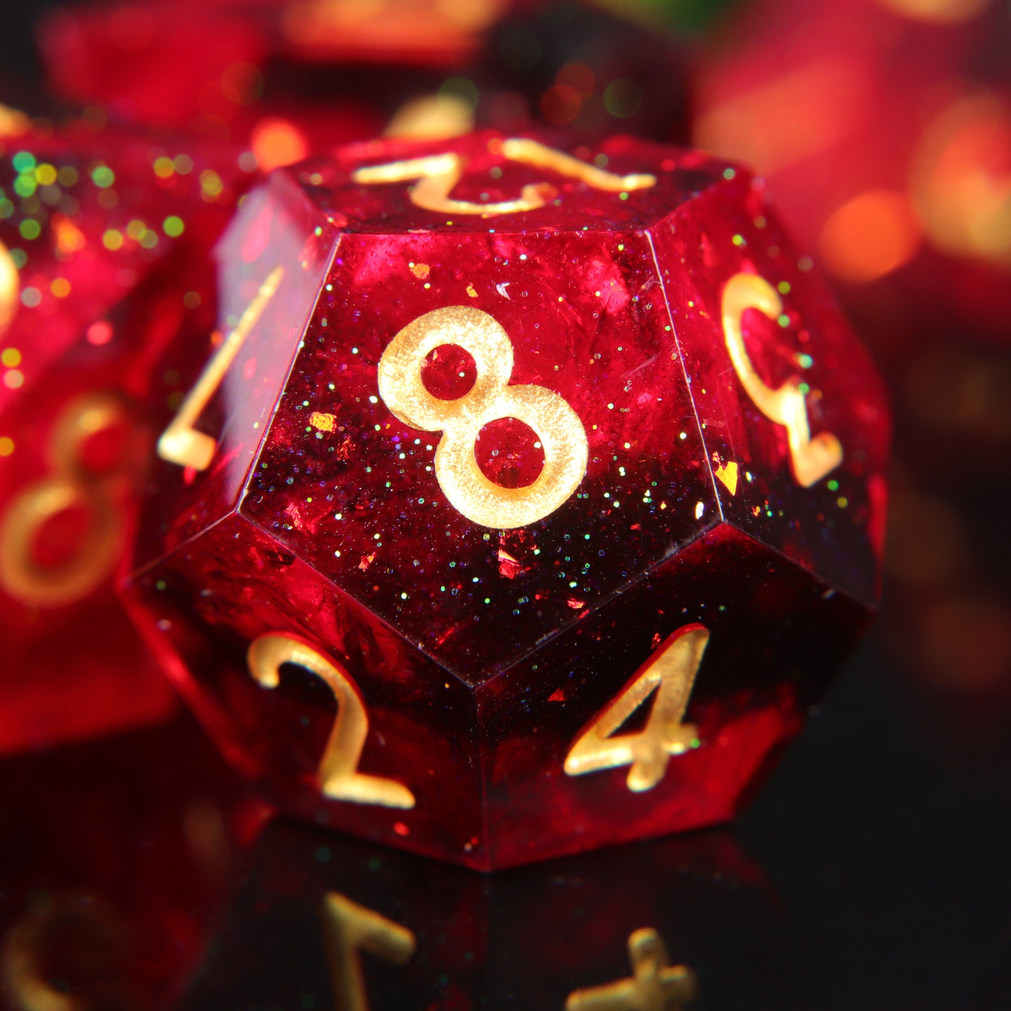 D&D Würfel-Set Handgefertigt - 7-tlg. Kunstharz Würfel Mit Metall-Etui