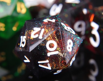 Teal DND Dice Set, Teal Resin Sharp Edge D&D Dice Set, Dungeons and Dragons Polyhedral RPG Dice Set DND Gift