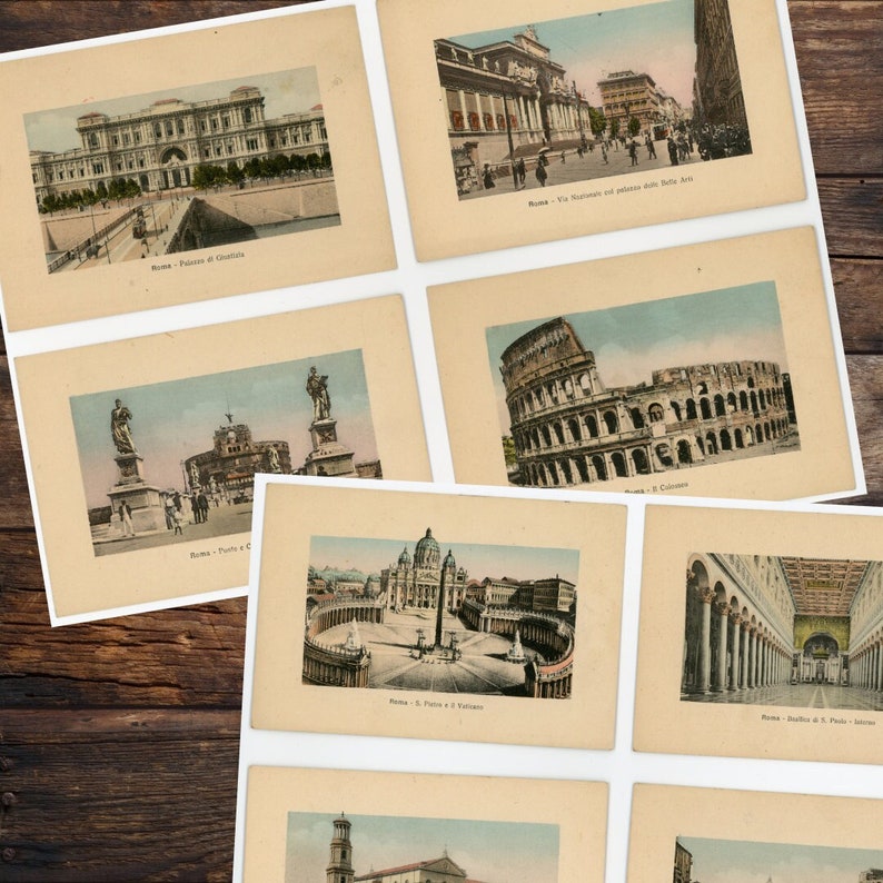 1940's Rome Postcards Set 2 Digital Download 1200 DPI Vintage WW2 Roman / Italian European Post Cards Antique Junk Journal image 1