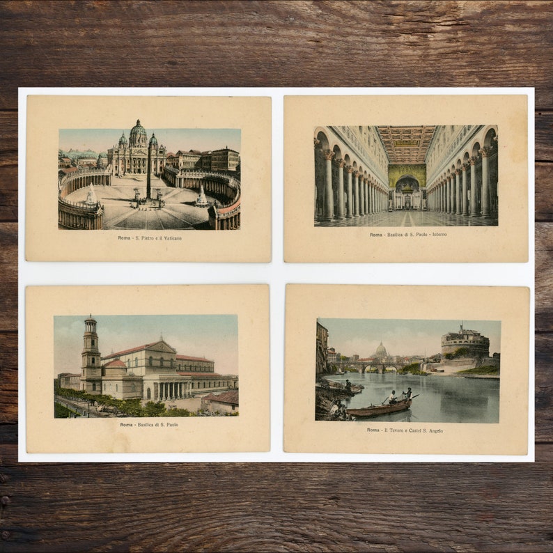 1940's Rome Postcards Set 2 Digital Download 1200 DPI Vintage WW2 Roman / Italian European Post Cards Antique Junk Journal image 3