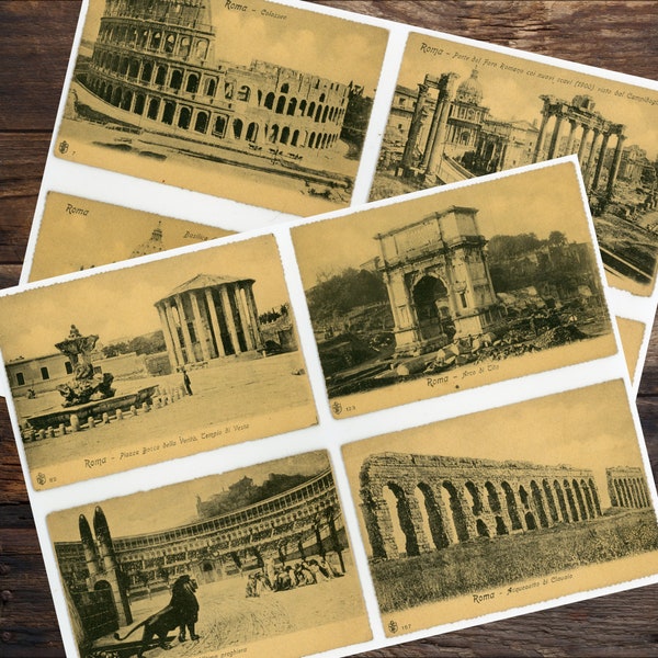 1940's Rome Postcards - Set 1 - Digital Download - 1200 DPI - Roman / Italian - WWII - European Post Cards -  Junk Journal - Scrapbook