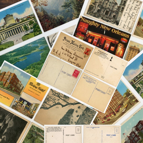 1900's USA Postcards Digital - Ohio, Louisiana, Illinois, Kentucky, and More - Includes Two Bonus Sheets of Postcard Backs and Some Ephemera