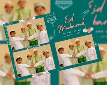 Plantilla de fotomatón Eid Mubarak / Tema Ramadán / Descarga digital Canva 4x6 / Capture el espíritu de celebración