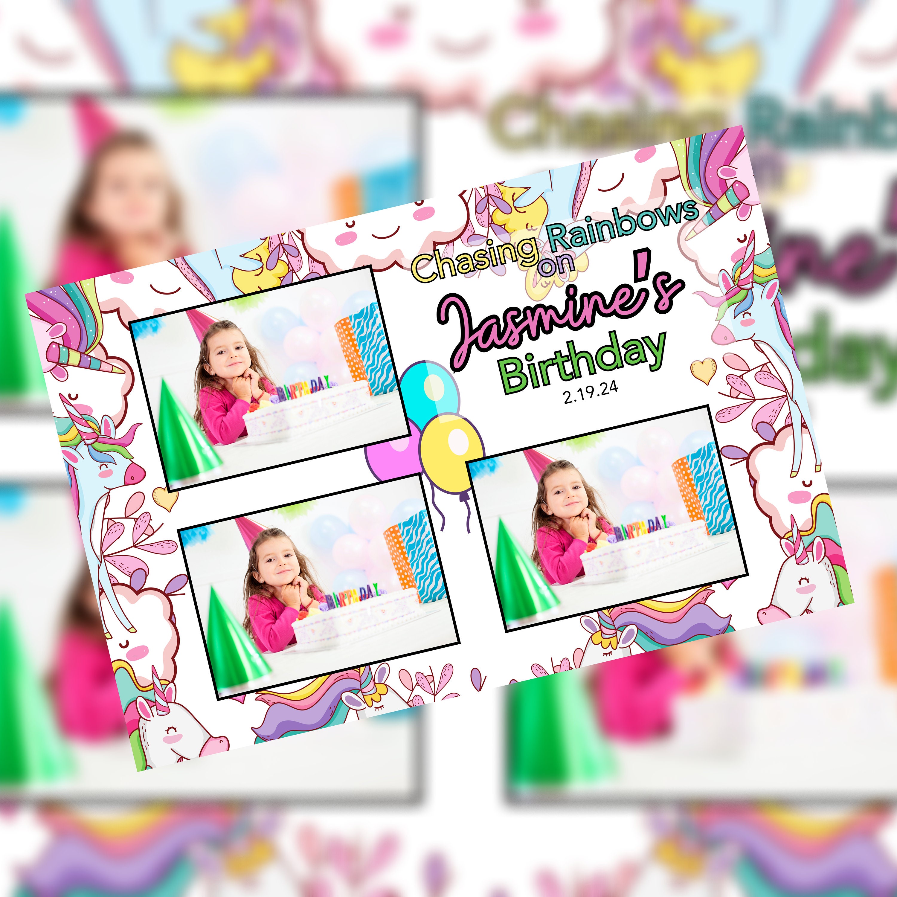 Chasing Rainbows: Rainbow Theme | 4x6 Photo Booth Template | Editable ...