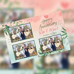 Plantilla de fotomatón de aniversario de boda y despedida de soltera / Diseño de Canva 4x6 personalizable