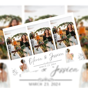 Hochzeit & Brautparty Photo Booth Vorlage | Bearbeitbares Canva Design | 4x6 Postkarten Layout | 3 Anpassbare Fotofächer
