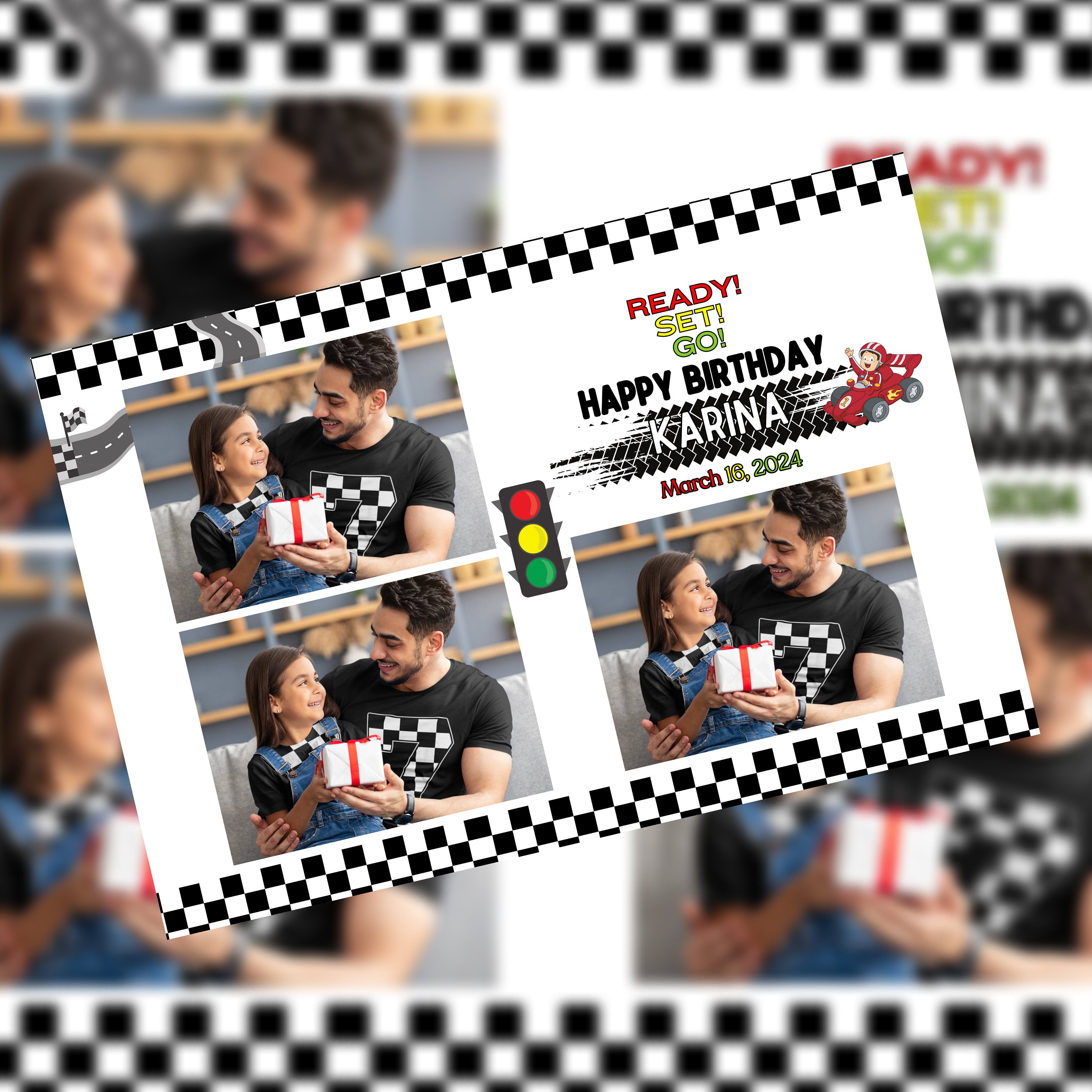 Ready Set Go: Race Car Theme | 4x6 Photo Booth Template | Editable ...