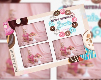 Donut Grow Up: Donut Theme | 4x6 Photo Booth Template | Editable Canva Template | Happy Birthday | PNG