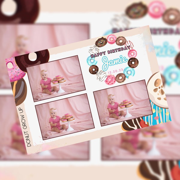Donut Grow Up: Donut Theme | 4x6 Photo Booth Template | Editable Canva Template | Happy Birthday | PNG