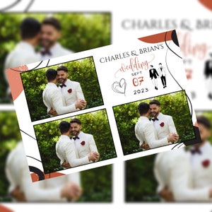 Tema de boda para él/él y plantilla para fotomatón de despedida de soltera/estilo boho/diseño de Canva editable/diseño de postal 4x6