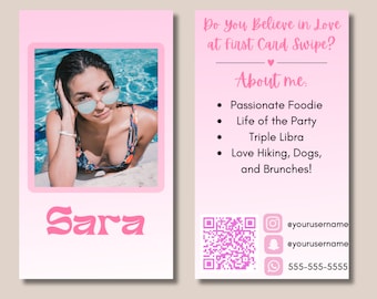Dating Business Card, Dating Cards for him, Dating Business Cards Template, Business Cards, Dating Card, Date ideas, About Me Cards
