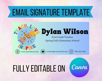 Teacher Email Signature, Email Template, Email Signature Teacher, Email Signature Outlook, Email Signature Gmail