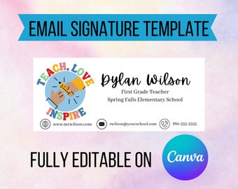 Teacher Email Signature, Email Template, Email Signature Teacher, Email Signature Outlook, Email Signature Gmail